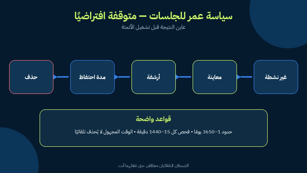 مخطط عربي لسياسة الخمول والمعاينة والأرشفة ومدة الاحتفاظ والحذف